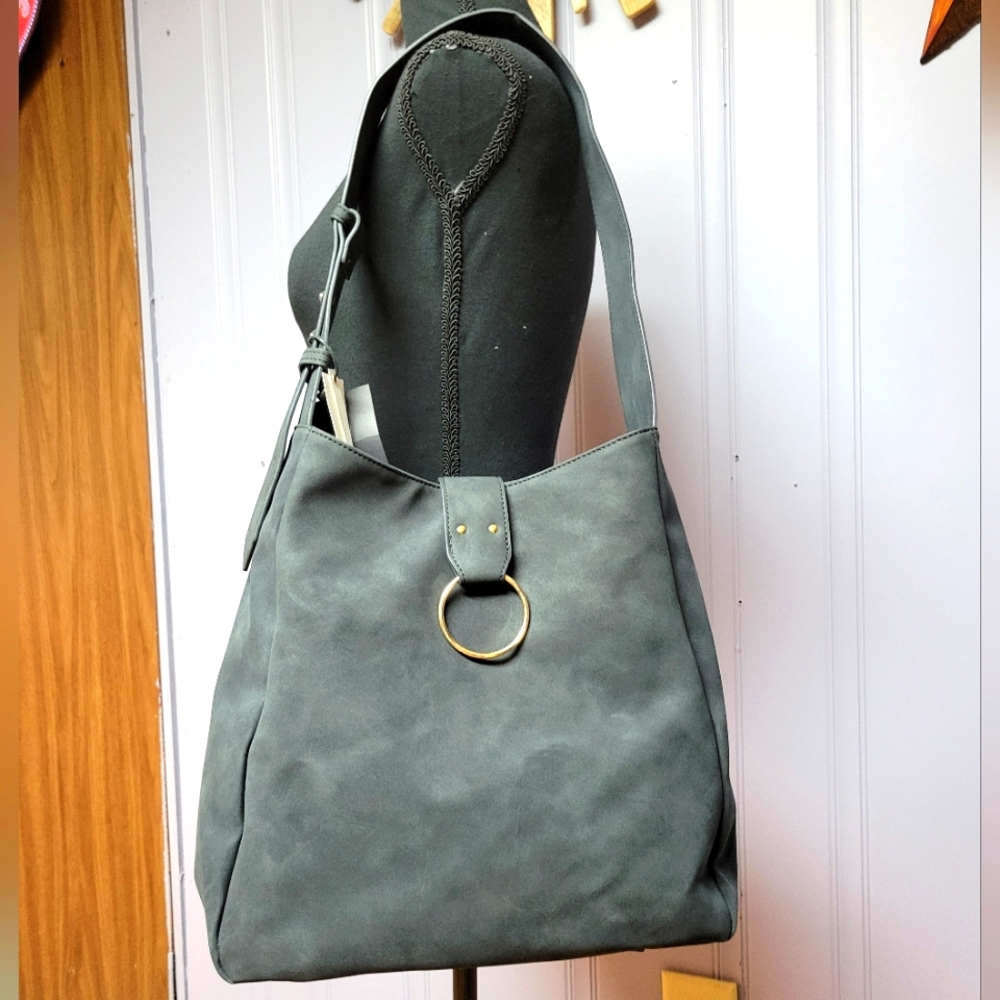 Juniper & joy charcoal hobo bag gold tone hardware
